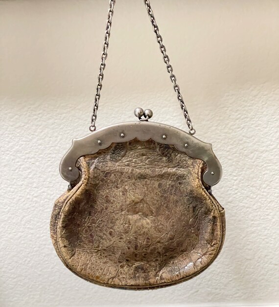 Antique Leather and Silver Handbag - image 5