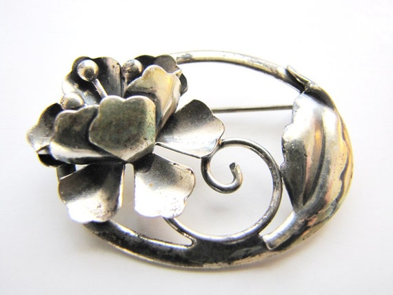 Sterling Brooch Pin Art Nouveau Jewel Art - image 1