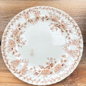 Antique Ironstone Transferware Plate Brown and White