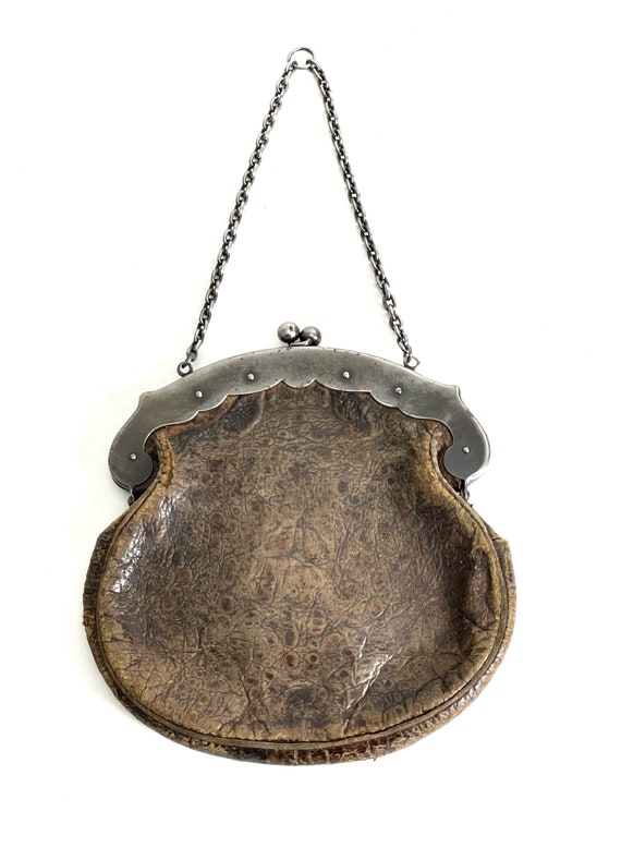 Antique Leather and Silver Handbag - image 2