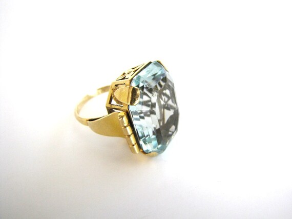 Aquamarine Ring Vintage Art Deco