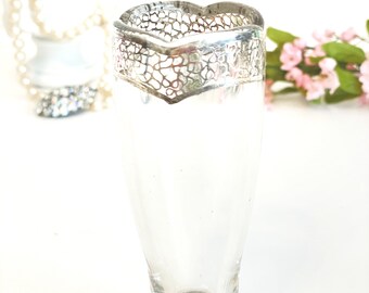 Silver Leaf Glass Bud Vase Vintage