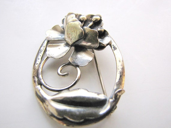 Sterling Brooch Pin Art Nouveau Jewel Art - image 4