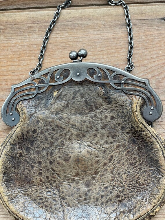 Antique Leather and Silver Handbag - image 7