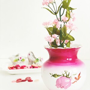 Antique Small Vase KT & K Co. Pink Roses