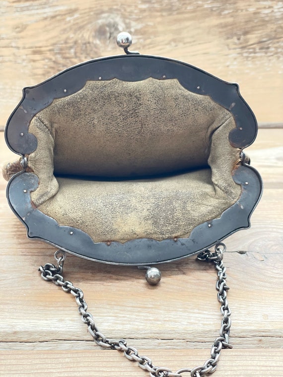 Antique Leather and Silver Handbag - image 8