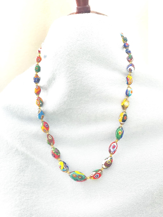Venetian Millefiori Necklace Murano Glass Handmade