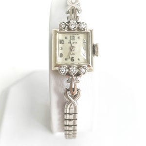 Bulova Ladies Wristwatch 14K White Gold and Diamonds Vintage Rare Find