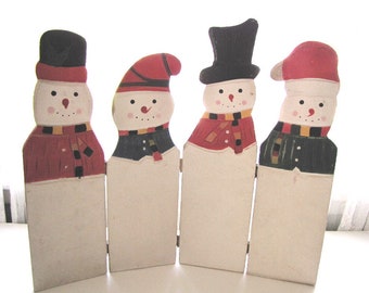 Vintage Wood Snowmen Christmas Decor from AllieEtCie