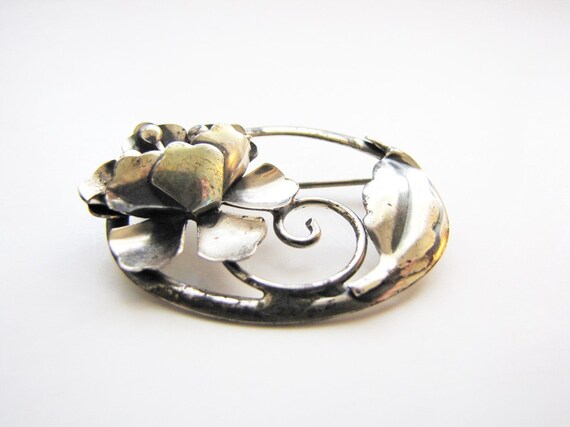 Sterling Brooch Pin Art Nouveau Jewel Art - image 3