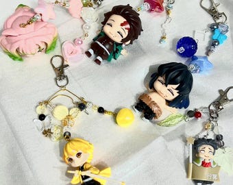 Kimetsu no Yaiba Demon slayer Handmade Gacha beaded keychain bag charms