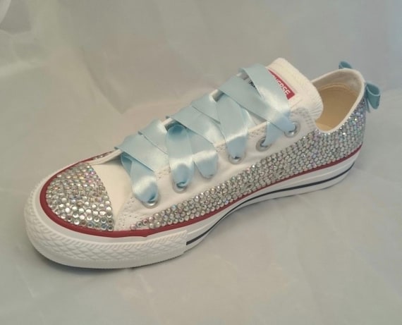 Sneakers Converse All Star personalizzate bianche con strass di