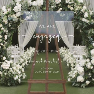 Engagement Welcome Sign,Welcome To Engagement Sign,Engagement Party Sign, Acrylic Sign,Engaged Party Decor, We&#39;re engaged,Engagement Welcome