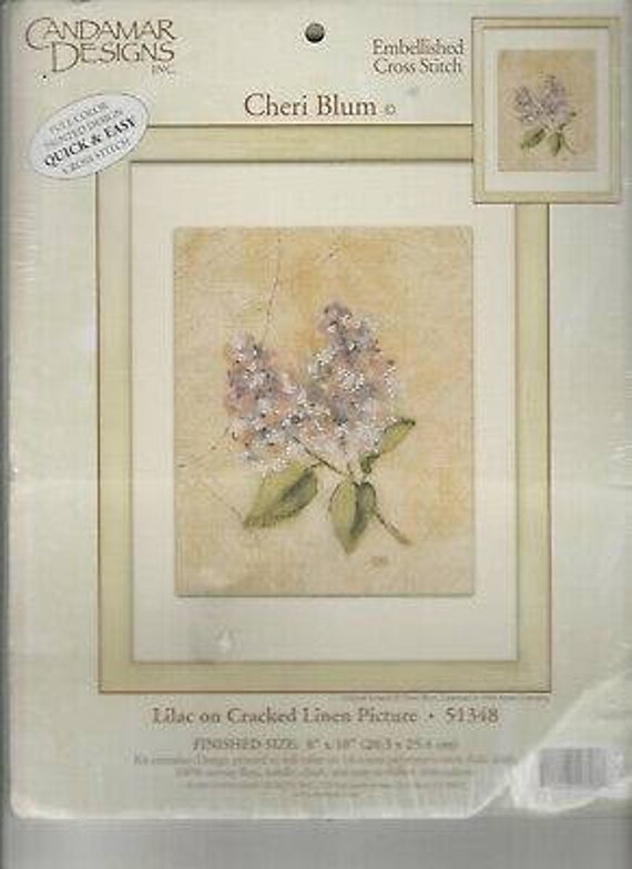Cheri Blum Lilac On Cracked Linen Cross Stitch Kit Etsy