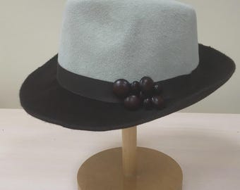 Handgefertigter Kaninchen-Fell-Fedora, Western-Look