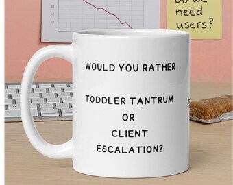 Would You Rather: Toddler Tantrum or Client Escalation? | Funny Product Manager Mug | PM Speak, Agile & Parenting Humor