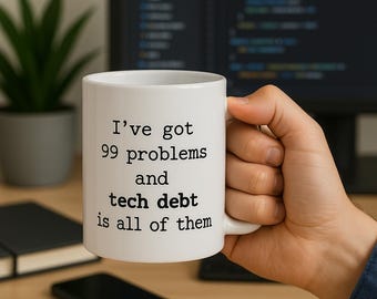 Tech Debt Coffee Mug: Funny Software Engineer Gift
