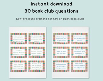 Introvert Book Club Conversation Cards: Cozy Icebreakers (PDF Download