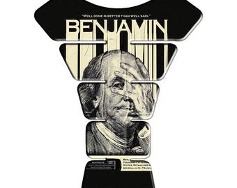 Benjamin Franklin Motorcycle Tank Pad: Funny Money Resin Protector