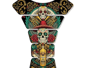 Santa Muerte Motorcycle Tank Pad: 3D Resin Gel Protector, Universal Fit Bike accessories