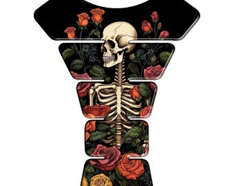 Skull Roses Motorcycle Tank Pad: 3D Resin Gel Protector, Universal Fit Bike accessories