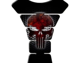 Skull Punisher Motorcycle Tank Pad: Custom 3D Resin Gel Protector Bike accessories