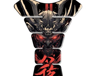 Samurai Demon Motorcycle Tank Pad, Universal Resin 3D Protector Bike accessories