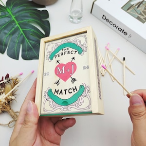Personalised Couples Large Matchbox, Custom Vintage Wooden Couple Match box, Wedding Gift For Her, Wedding Favors, Anniversary Gifts