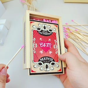 Drewniane pudełko na zapałki w stylu vintage, duże pudełko na zapałki, spersonalizowane prezenty zaręczynowe, upominki ślubne, prezenty rocznicowe, prezent na parapetówkę