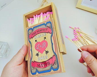 Wedding Custom Large Matchboxes, Couples Wooden Matchbox, Wedding Match Box Gift For Her, Wedding Favors, Housewarming Anniversary Gifts