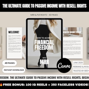 MRR Anleitung finanzielle Freiheit 40 Seite mit PLR, ebook PDF-Vorlage mit Mrr, Master Resell Right,Passive Income, Small Business,Resell Right