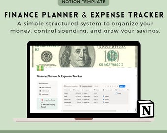 Notion Finance Planner | Expense & Budget Tracker, Savings Goals, Debt Cleanup, No Spend Challenge Template