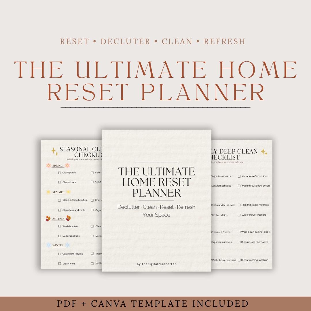 Ultimate Home Reset Planner Printable Cleaning Checklist Bundle ...