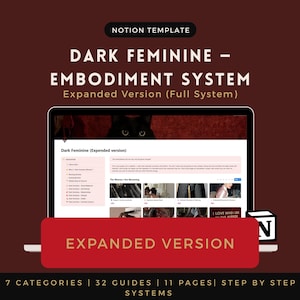 Dark Feminine Embodiment System – EXTENDED Notion Planner  Full Identity, Lifestyle, Health & Self-Mastery Reset