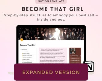 Conviértete en esa chica / Sistema completo de transformación en Notion: reprogramación mental, rutinas diarias y planificador de confianza para mujeres