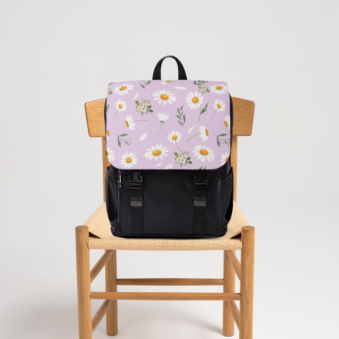 Daisy Floral Backpack Lilac Aesthetic Backpack for Women Cute School ...