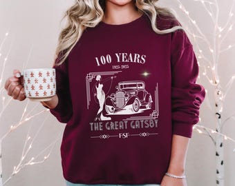 Centennial Great Gatsby Sweatshirt Vintage Literature Crewneck Gift for Book Lover Classic Unisex Apparel Gatsby Fan Jumper Gift Bookish Top