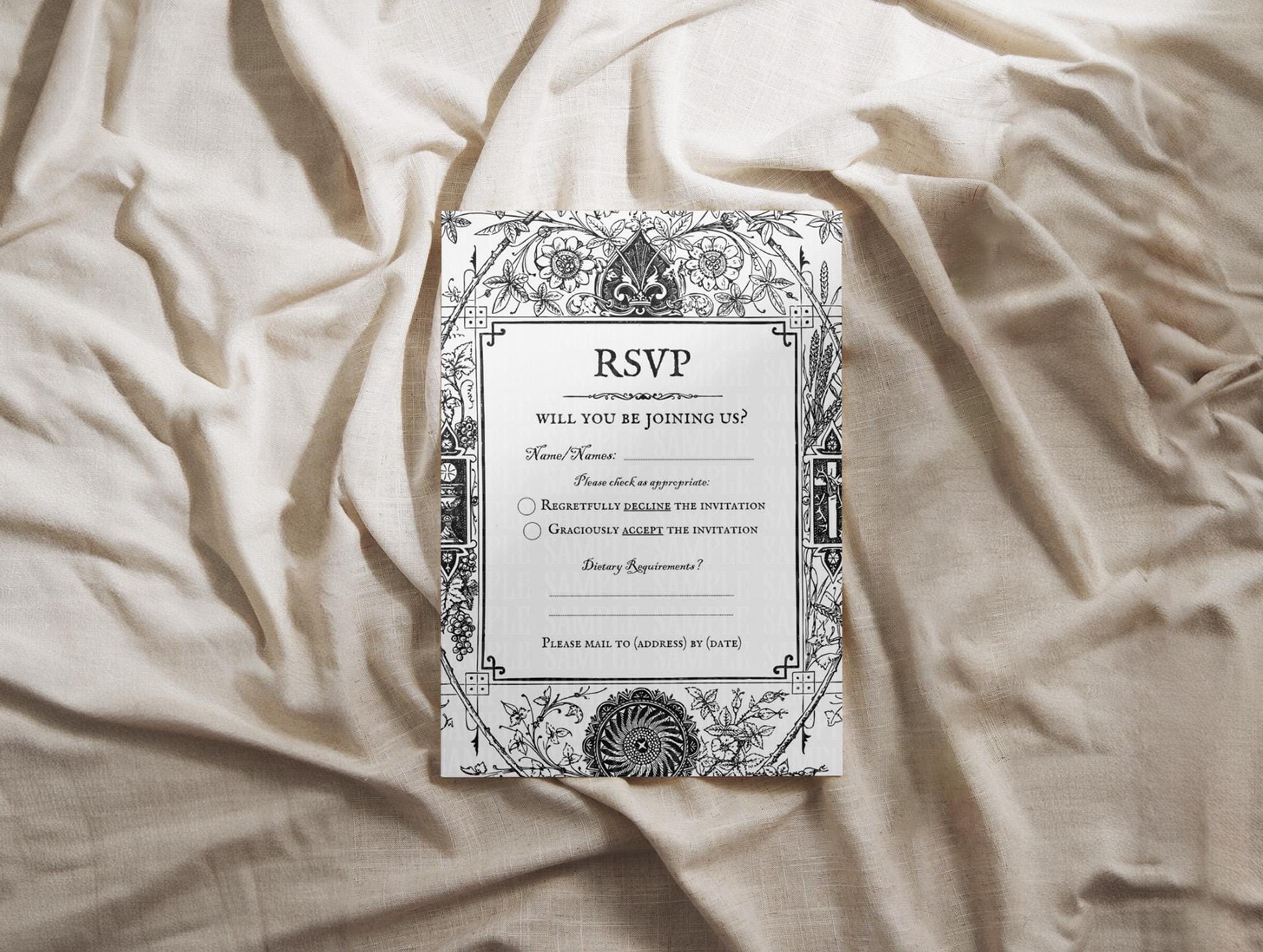 Vintage Victorian Gothic Wedding Invite Template Bundle/edwardian Goth ...