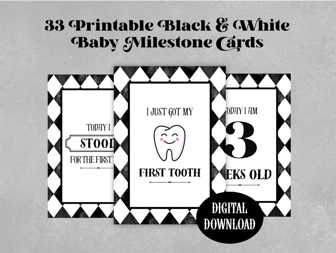 33 Monochrome Printable Baby Milestone Cards /gender Neutral Circus ...
