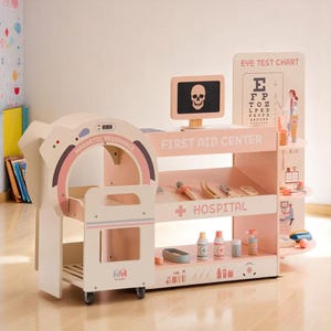 Wooden Doctor Playset: Hospital Activity Center, Pretend Play Medical Kit