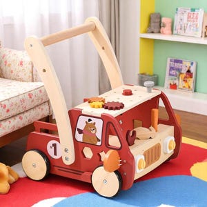 Wielofunkcyjny chodzik dla dzieci – 2 w 1, wózek i zabawka edukacyjna | Zabawka edukacyjna dla dzieci w formie wózka spacerowego | Zabawka edukacyjna do pchania