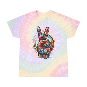 Colorful Boho Festival Tie-Dye Peace Sign T-Shirt