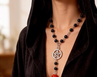 Ethereal Red Pearl Skull Earrings, Dark Academia Jewelry, Vampire Halloween Accessories, Dangle Earrings for Women