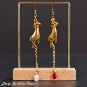 Skull Pearl Dangle Earrings - Skull Carved Pearl Earrings, Simple Giant Pearl Necklace Pendant, Gothic Jewelry, Halloween Gift