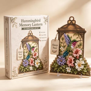 Kolibri-minnesram 3D-tyg Poke Art-kit – Minnesgåva utan sömnad (Thanksgiving/Jul)