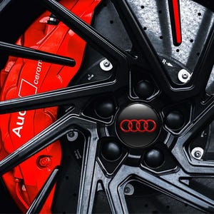Audi Wheel Center Hub Cap Decals Set of 4 | Resin 3D Domed Stickers | Waterproof, Custom Fit for A3 A4 Q5 Q7 RS