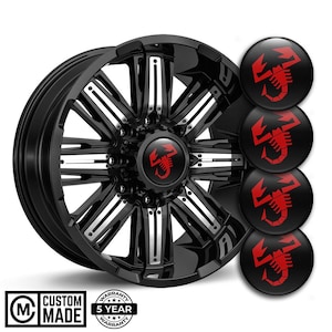 59 mm Fiat Abarth Wheel Center Caps Sticker 3D Custom Domed Rim Center Hub Cap Handmade Epoxy Set of 4 Waterproof Various Sizes UV Resistant