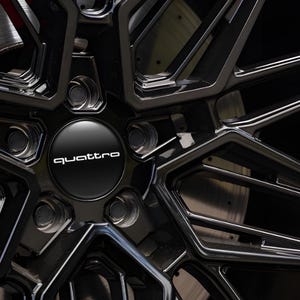 Custom Black Audi Wheel Center Cap Decals Set of 4 | Handmade Epoxy 3D Domed Stickers