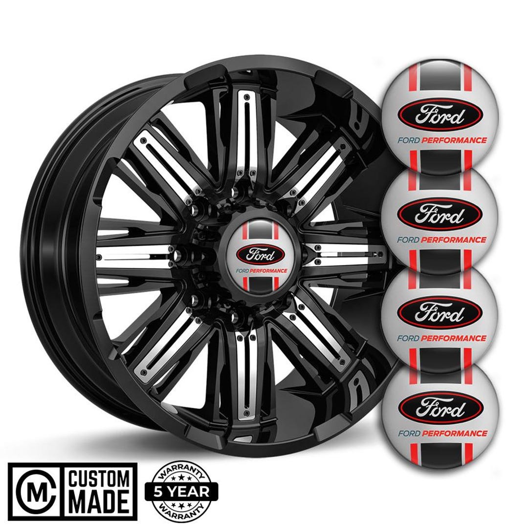 F-150 Wheel Center Cap Sticker Set of 4 - Waterproof 3D Domed Decals in ...