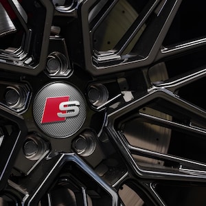 Custom Audi Center Hub Decal Set of 4 | Carbon Look 3D Domed Stickers | Waterproof